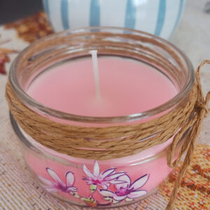 Dekoratif Kavanoz Pembe Mum